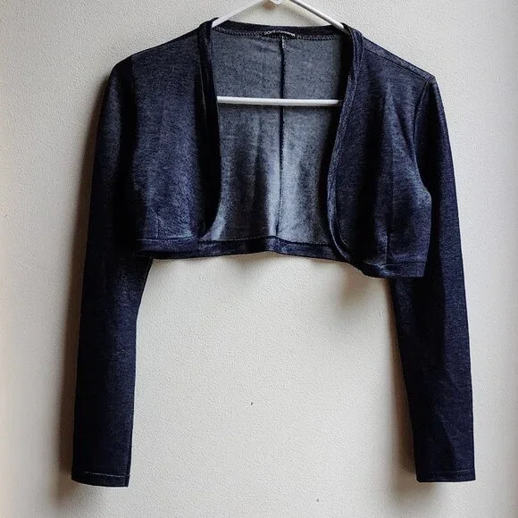 Dolce & Gabbana Navy Velure Cropped Shrug - Picture 7 of 14